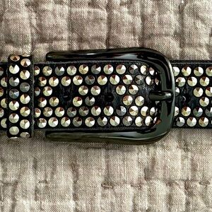 B.Belt Black Belt, Bronze and Gunmetal Studded, Gunmetal buckle, Sz S